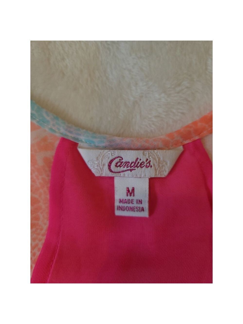 Candie's Women's Pink Tank Top Size M High-Low Hem - Picture 6 of 8